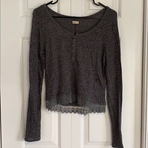 Hollister long sleeve shirt with lace trim